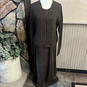 Finity Brown Maxi 2-Piece Dress for Work